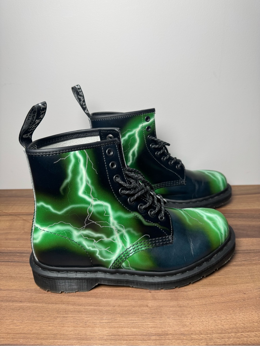 Dr. Martens Black Leather High-Top Boots with Light Gray Lining - Picture 2 of 8